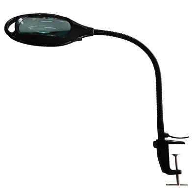 BLACK GOOSE NECK LED MAGNIFYING LAMP - With 40 LED Lights and 3 Dioptre Glass Lens 